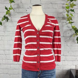 ABERCROMBIE & FITCH Red and White Striped Cardigan Size XS